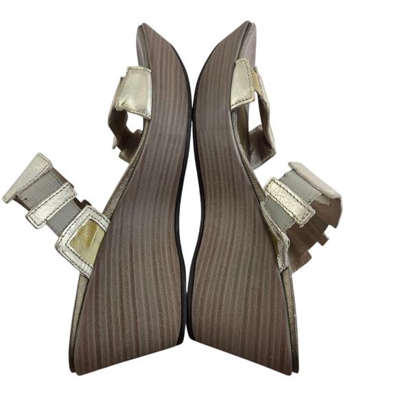 Naot Women Shoe Treasure Size 9 EUR 40 Wedge Heel Slide Sandal Gold Leather - Picture 8 of 13